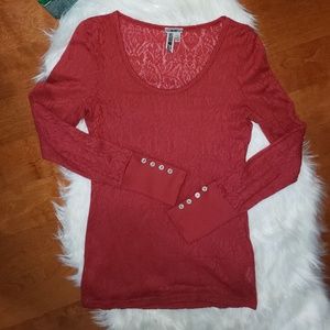 BKE Lace Burnout Top